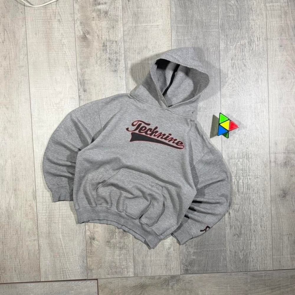 2000s rare technine streetwear rapper graphic grey and black hoodie